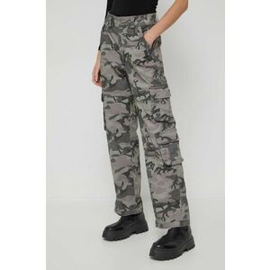 Abercrombie & Fitch pantaloni femei, culoarea gri, lat, high waist imagine