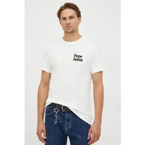 Pepe Jeans tricou din bumbac culoarea bej, cu imprimeu imagine