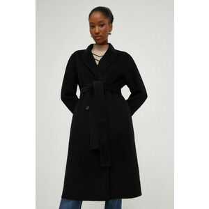 Answear Lab palton de lana culoarea negru, de tranzitie, cu doua randuri de nasturi imagine