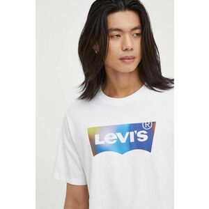 Levi's tricou din bumbac culoarea alb, cu imprimeu imagine