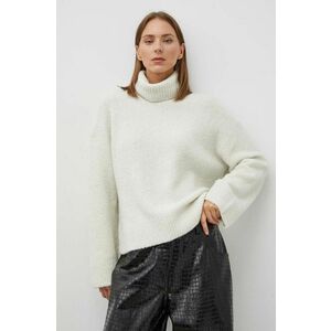 Samsoe Samsoe pulover de lână femei, culoarea bej, călduros, cu guler imagine