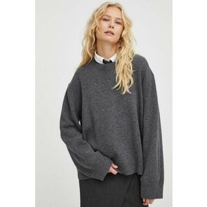 Herskind pulover de lana femei, culoarea gri imagine