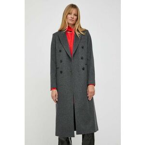 Victoria Beckham palton de lana culoarea gri, de tranzitie, cu doua randuri de nasturi imagine