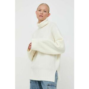 Notes du Nord pulover de lana femei, culoarea bej, cu guler imagine
