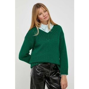 Luisa Spagnoli pulover de lana femei, culoarea verde, călduros imagine