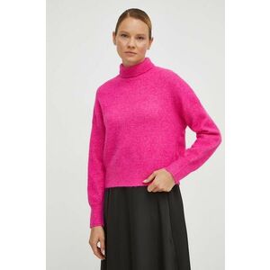 Samsoe Samsoe pulover de lână femei, culoarea roz, light, cu turtleneck imagine