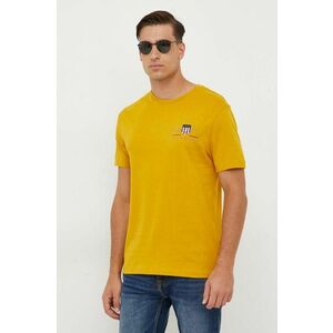 Gant tricou din bumbac culoarea galben, cu imprimeu imagine