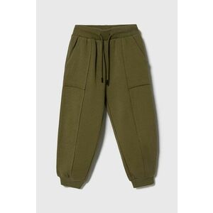 Sisley pantaloni de trening pentru copii culoarea verde, neted imagine