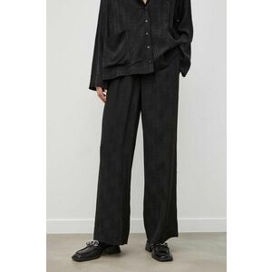 Herskind pantaloni femei, culoarea negru, lat, high waist imagine