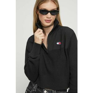 Tommy Jeans pulover femei, culoarea negru, cu turtleneck imagine
