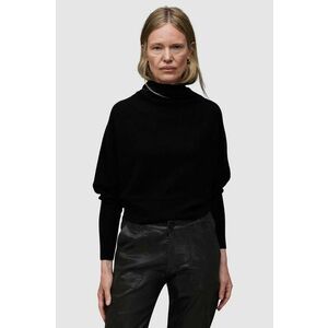 AllSaints pulover de lana RIDLEY CROP femei, culoarea negru, cu guler imagine