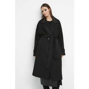 Medicine palton de lana culoarea negru, de tranzitie, oversize imagine