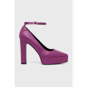 Karl Lagerfeld pantofi de piele SOIREE PLATFORM culoarea violet, cu toc drept, KL31710 imagine