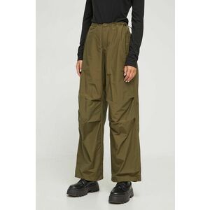 Tommy Jeans pantaloni femei, culoarea verde, lat, medium waist DW0DW16387 imagine