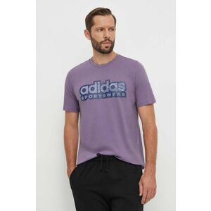 adidas tricou din bumbac barbati, culoarea violet, cu imprimeu imagine