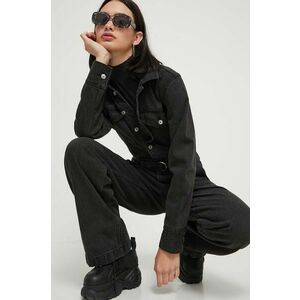 Abercrombie & Fitch salopeta jeans culoarea negru imagine