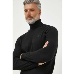 North Sails pulover din amestec de lana barbati, culoarea negru, light, cu guler imagine
