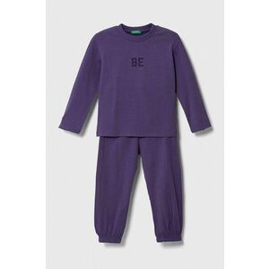 United Colors of Benetton pijama copii culoarea violet, cu imprimeu imagine