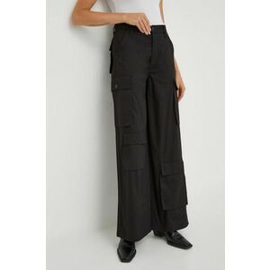 G-Star Raw pantaloni de bumbac culoarea negru, drept, high waist imagine