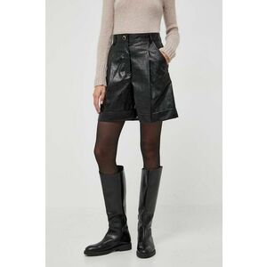 Marella pantaloni scurti femei, culoarea negru, neted, high waist imagine