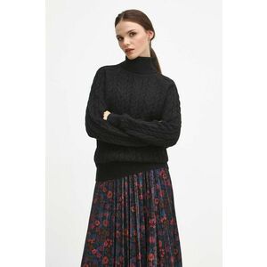 Medicine pulover din amestec de lana femei, culoarea negru, cu guler imagine