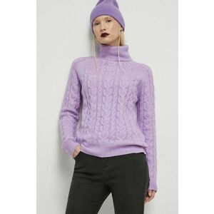 Medicine pulover din amestec de lana femei, culoarea violet, cu guler imagine