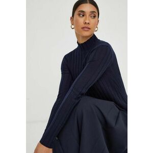 Ivy Oak pulover de lana femei, culoarea albastru marin, light, cu turtleneck imagine