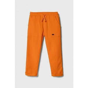 United Colors of Benetton pantaloni de trening pentru copii culoarea portocaliu, neted imagine