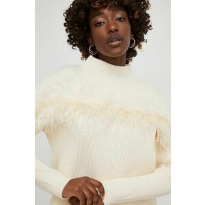 Answear Lab pulover de lana culoarea bej, călduros, cu turtleneck imagine