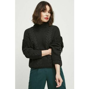 Medicine pulover femei, culoarea negru, călduros, cu guler imagine