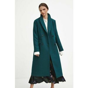Medicine palton din lana culoarea verde, de tranzitie, cu doua randuri de nasturi imagine