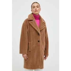Marella palton din lana culoarea maro, de tranzitie, oversize imagine