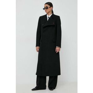 Victoria Beckham palton de lana culoarea negru, de tranzitie, cu doua randuri de nasturi imagine