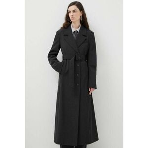 Herskind palton din lana culoarea gri, de tranzitie, cu doua randuri de nasturi imagine