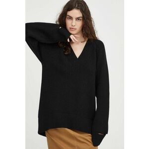 Herskind pulover de lana femei, culoarea negru imagine