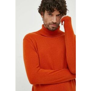United Colors of Benetton pulover de casmir culoarea portocaliu, light, cu guler imagine