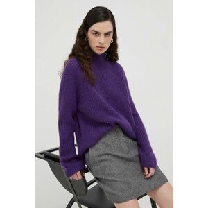 Marc O'Polo pulover de lana femei, culoarea violet, cu turtleneck imagine