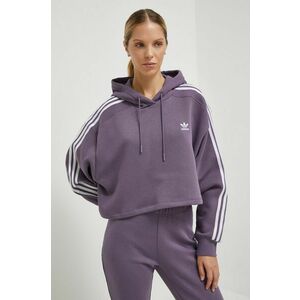 adidas Originals bluza femei, culoarea violet, cu glugă, modelator imagine