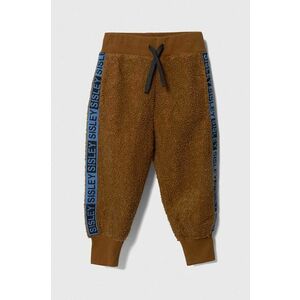Sisley pantaloni de trening pentru copii culoarea maro, cu imprimeu imagine