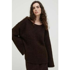 Lovechild pulover de lana femei, culoarea maro, călduros imagine