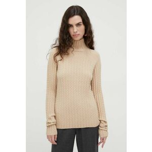 Lovechild pulover din amestec de lana femei, culoarea bej, light, cu turtleneck imagine