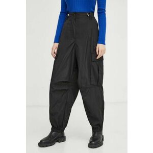 Herskind pantaloni Edwin femei, culoarea negru, fason cargo, high waist imagine