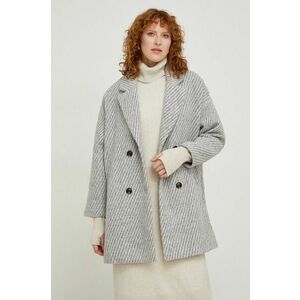 Answear Lab palton de lana culoarea gri, de tranzitie, oversize imagine