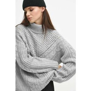 Medicine pulover femei, culoarea gri, cu guler imagine