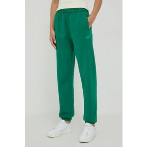 Lacoste pantaloni de trening culoarea verde, neted imagine