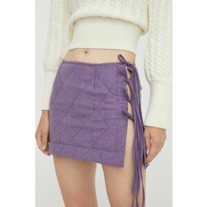 Beatrice B fusta de lana culoarea violet, mini, creion imagine
