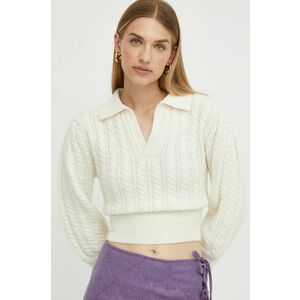 Beatrice B pulover din amestec de lana femei, culoarea bej imagine