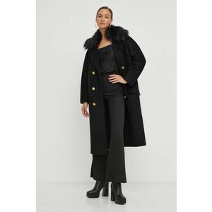 Elisabetta Franchi palton de lana culoarea negru, de tranzitie, oversize imagine