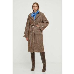 Custommade palton din lana culoarea maro, de tranzitie, oversize imagine