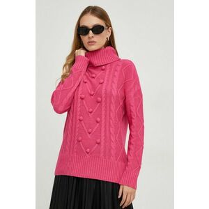 Answear Lab pulover femei, culoarea roz, călduros, cu guler imagine